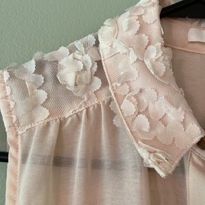 LUSH flower-design loose button-up tank